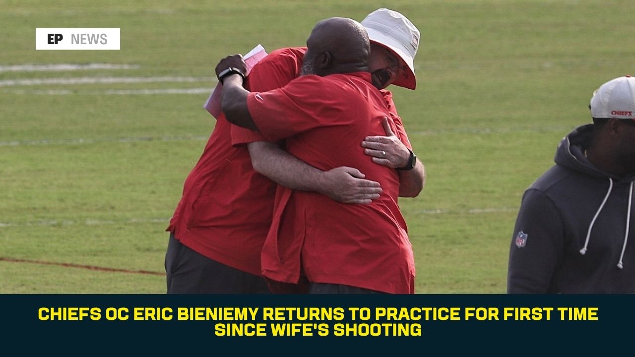 Chiefs OC Eric Bieniemy Returns to Practice for First Time Since Wife's Shooting